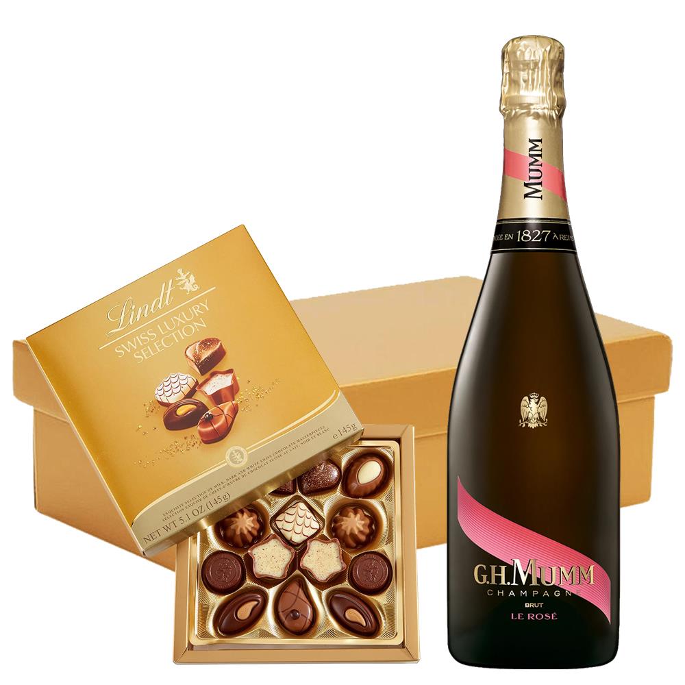 Mumm Rose 75cl Champagne And Lindt Swiss Chocolates Hamper